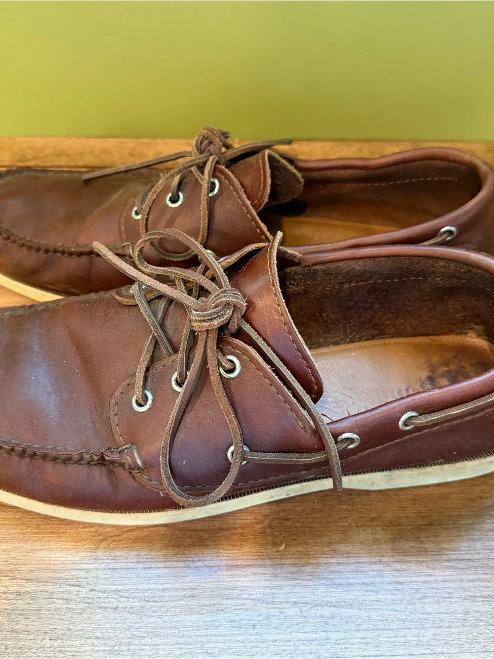 Quoddy Brown Leather Moc Toe Boat Shoes